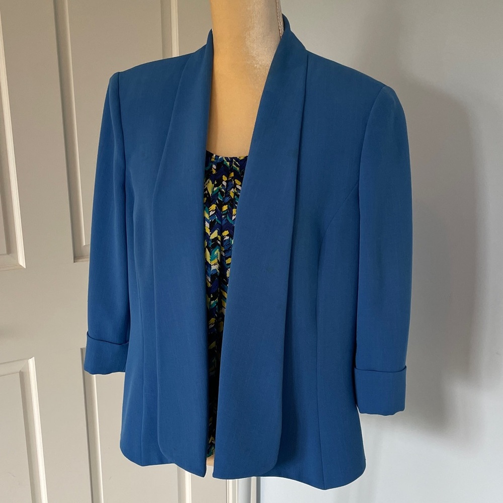 Elegant 3/4 Sleeve Blue Women's Blazer